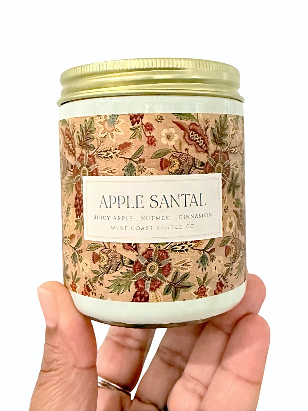 Leoben Company Apple Santal Scented Candle — Floral Beige